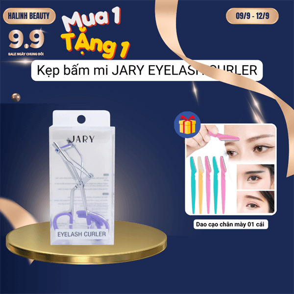 [Tặng dao cạo mày] V8 - Kẹp bấm mi lò xo jary eyelash curler cán tím